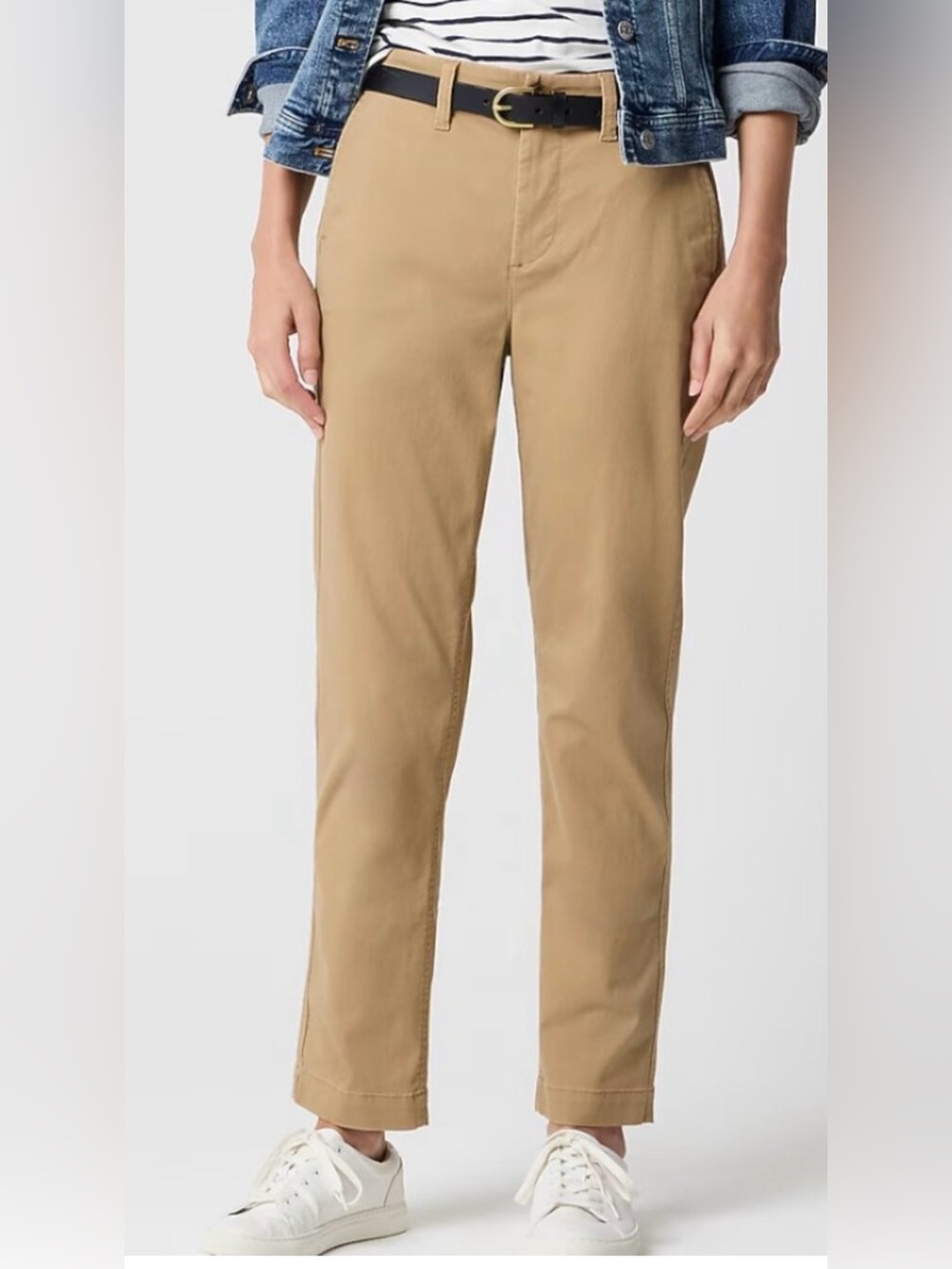 J. Crew High-Rise Girlfriend Chino Pants in Khaki Tan